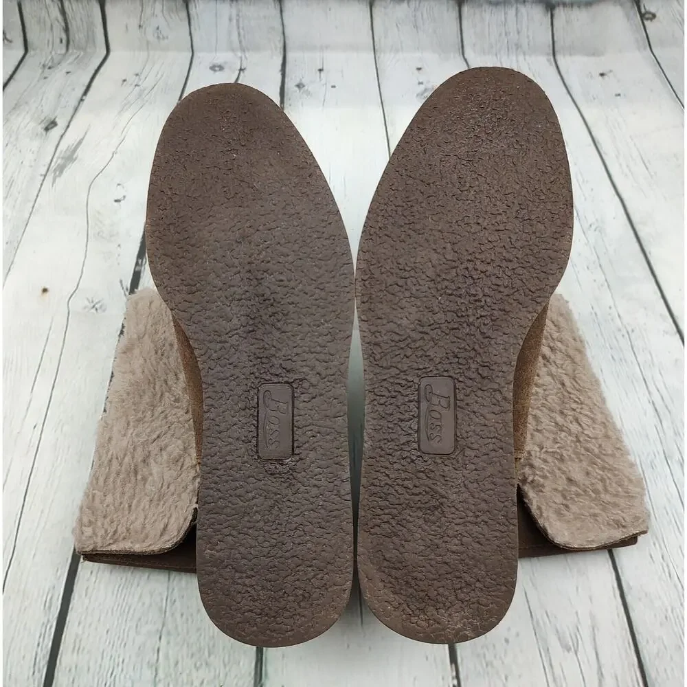 G.H. Bass Aria Womens 6.5M Brown‎ Suede Faux Shearling Fold Over Mid Calf Boots